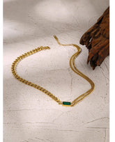 18k Gold Plated Emerald Green Necklace