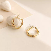 18k Gold Plated Weaving Twist Hoops