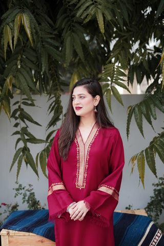 Reddish Maroon Pashmina Kurta