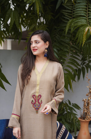 Beige Pashmina Kurta