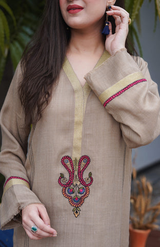 Beige Pashmina Kurta