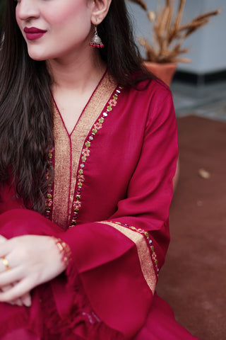 Reddish Maroon Pashmina Kurta