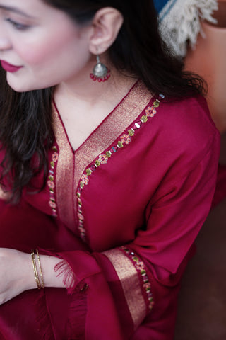 Reddish Maroon Pashmina Kurta