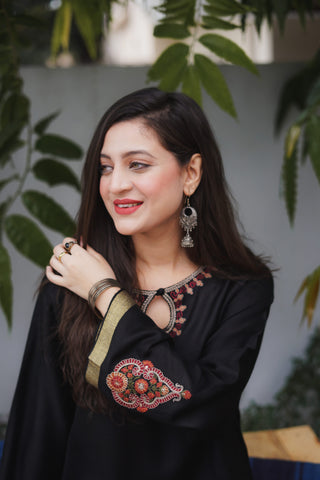 Black Pashmina Kurta