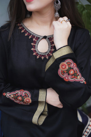 Black Pashmina Kurta