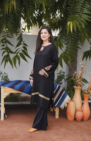 Black Pashmina Kurta