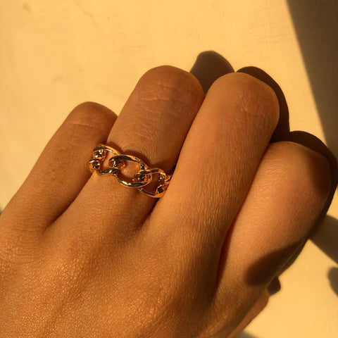 Adjustable Gold Chain Ring