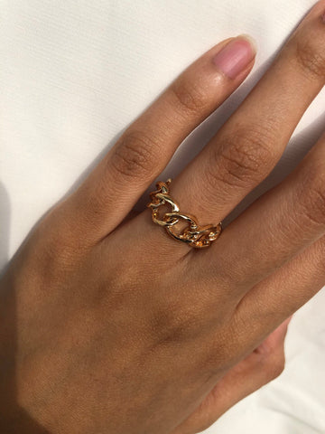 Adjustable Gold Chain Ring